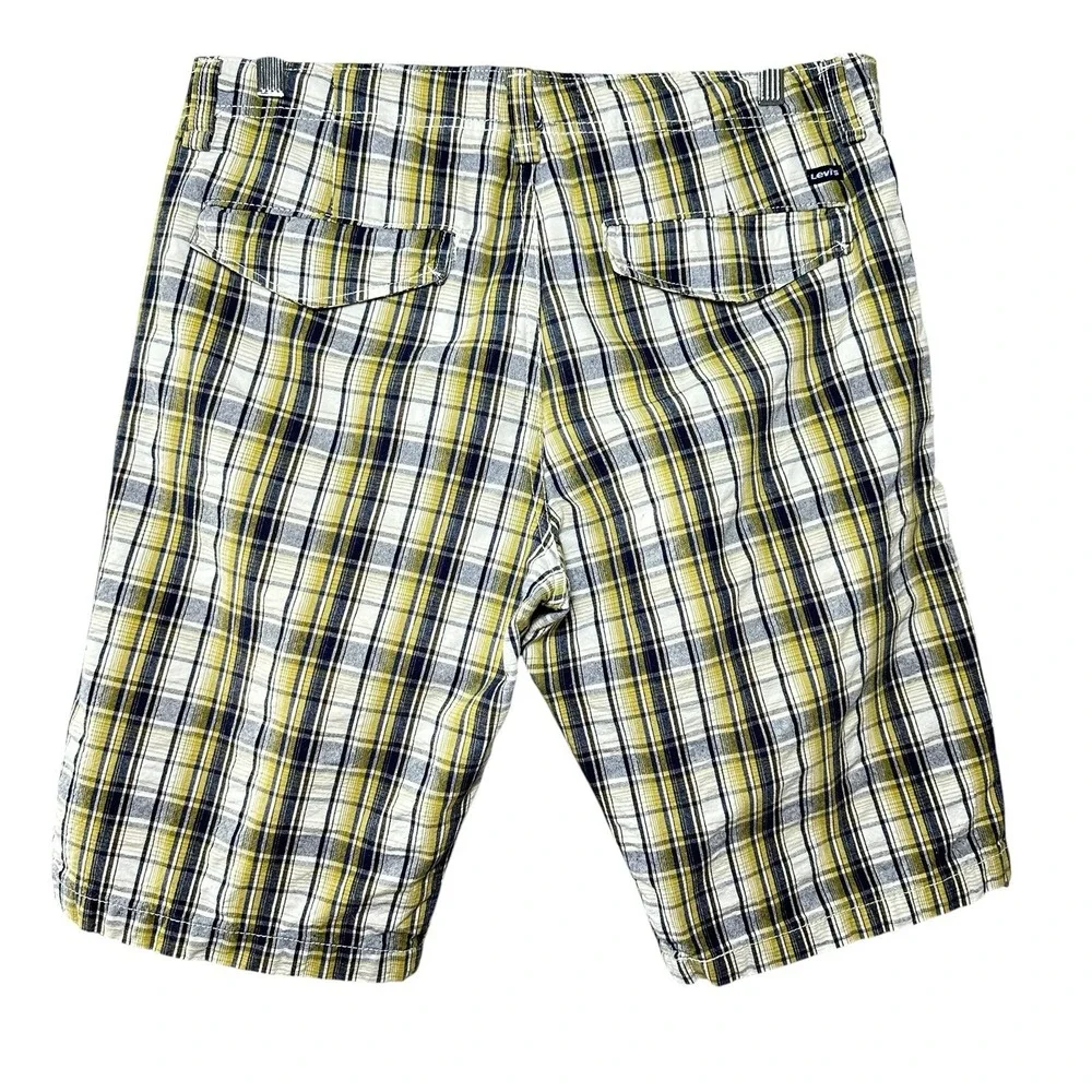 Levi's 706L‎ Yellow Blue Madras Plaid Shorts Men's 32 Preppy Cotton Summer
